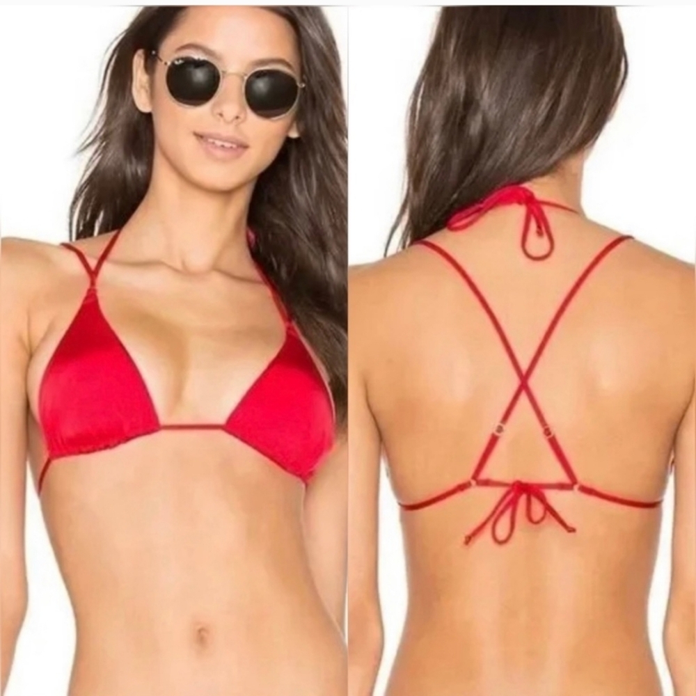L'AGENT by Agent Provocateur Robbie Red Triangle Bikini Swim Top Size Medium NWT